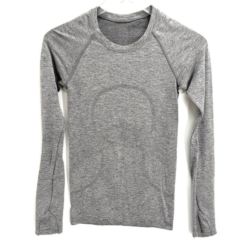 Lululemon Swiftly Tech Long Sleeve 2.0 Shirt Size 2 Grey Heathered Athletic Top